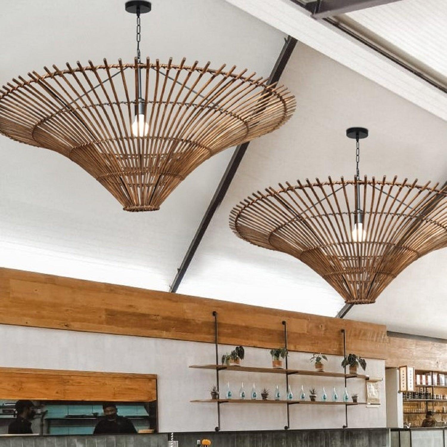 Time Funnel Rattan Woven Pendant Light