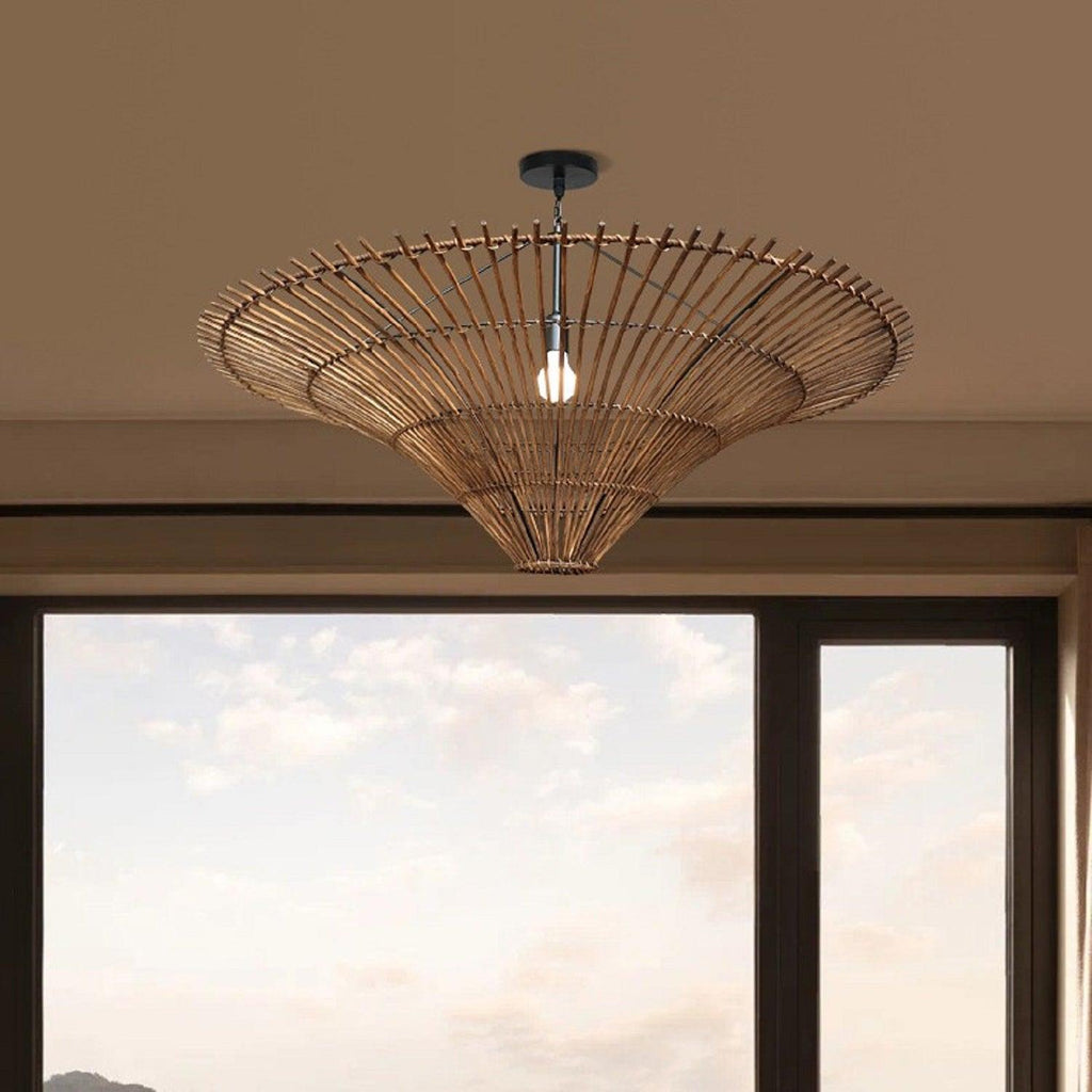 Time Funnel Rattan Woven Pendant Light