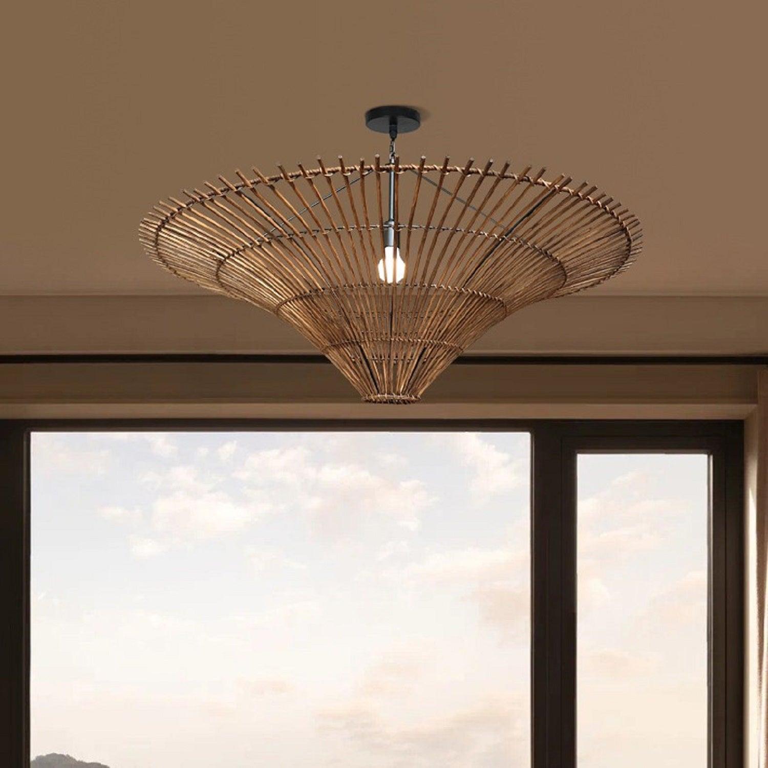 Time Funnel Rattan Woven Pendant Light