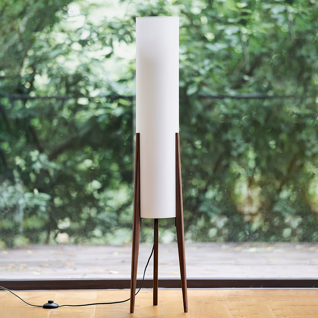 Tripod Walnut Wood Floor Lamp
