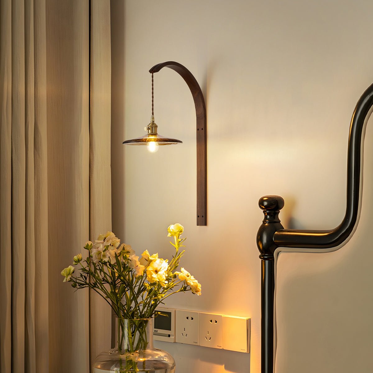 Tsubaki Walnut Wall Lamp