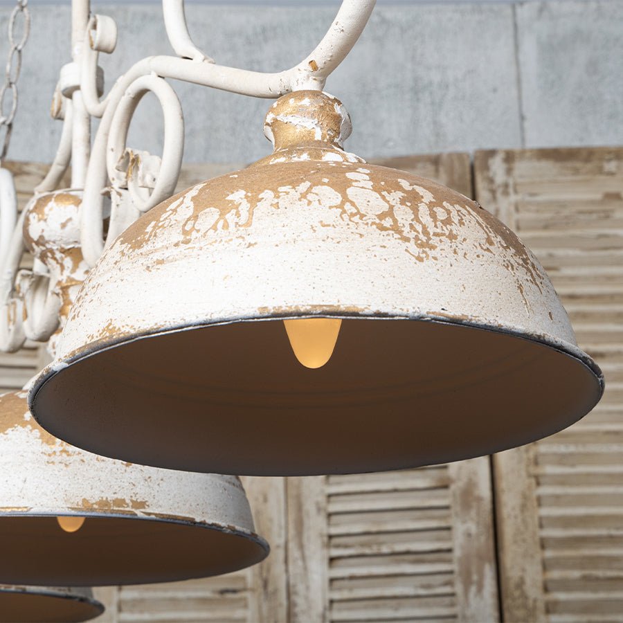 Vintage Off-White Metal Pendant Light