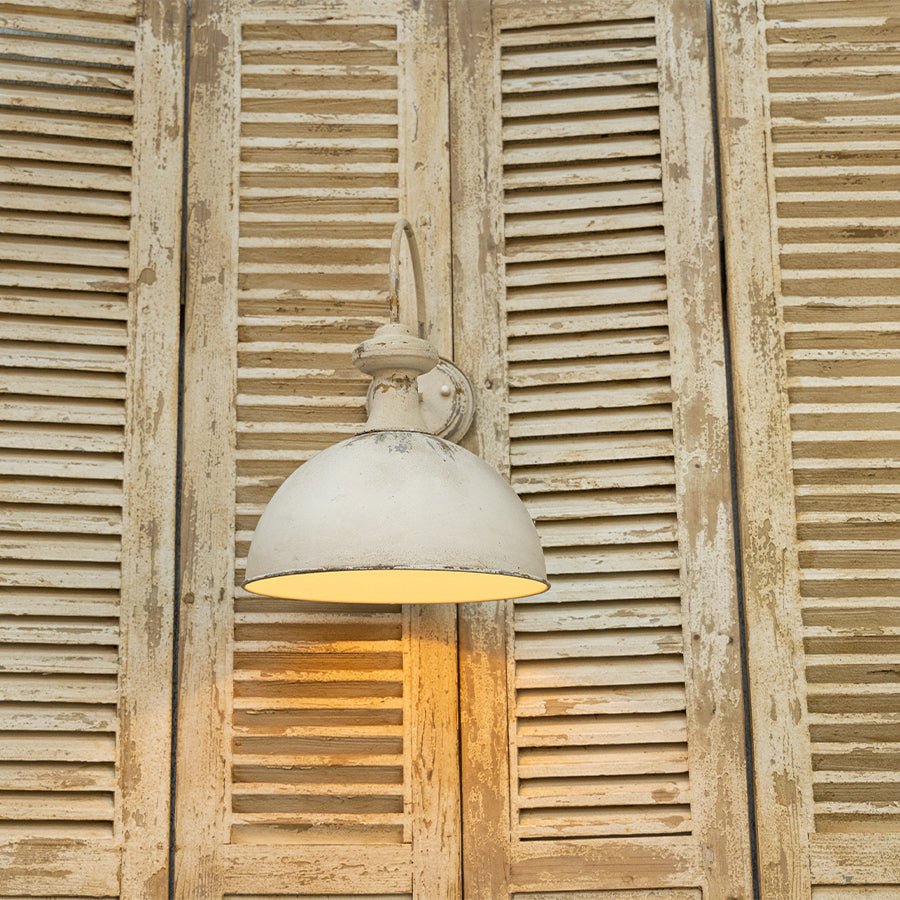 Vintage Off-White Metal Wall Sconce