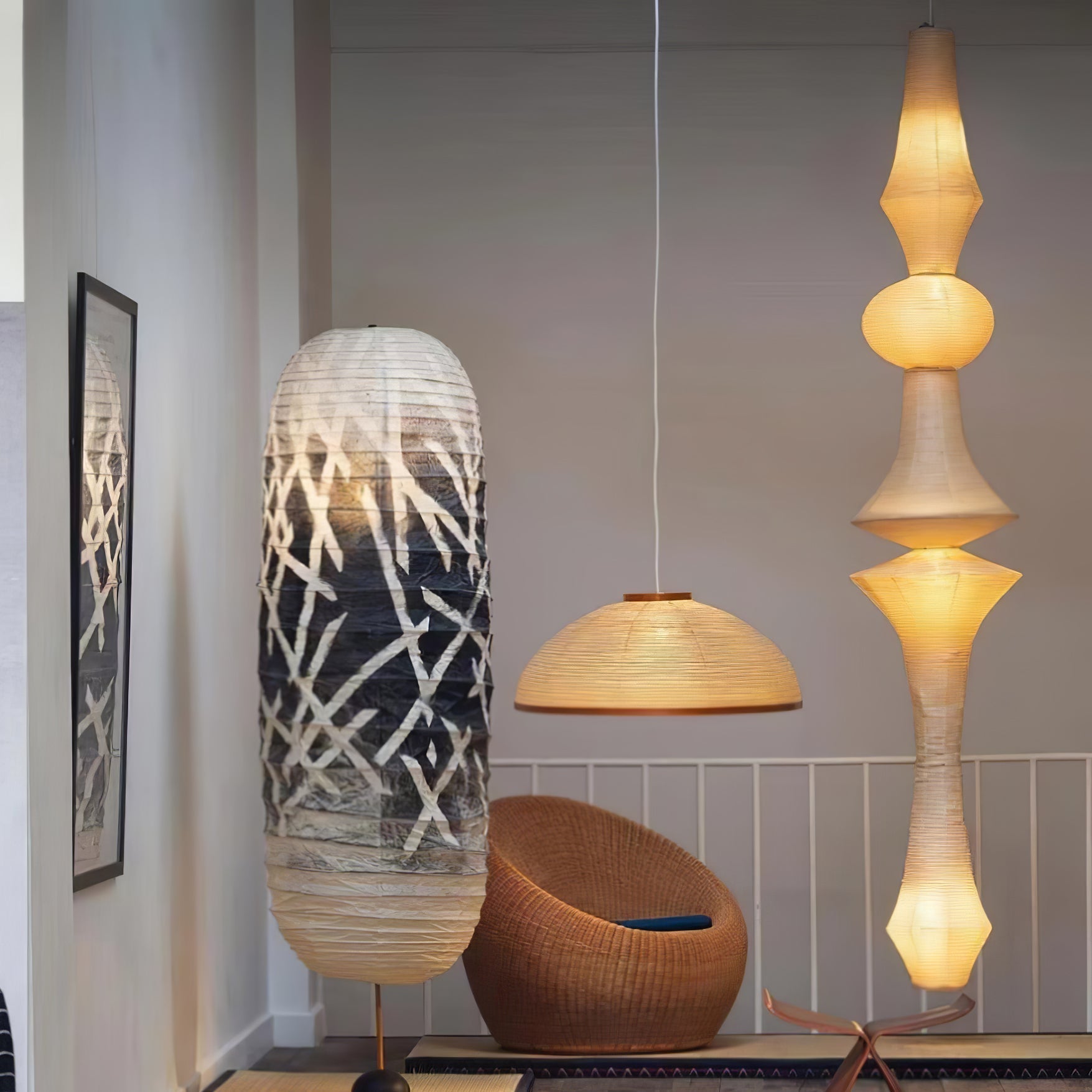 Washi Paper Pendant Light Model B