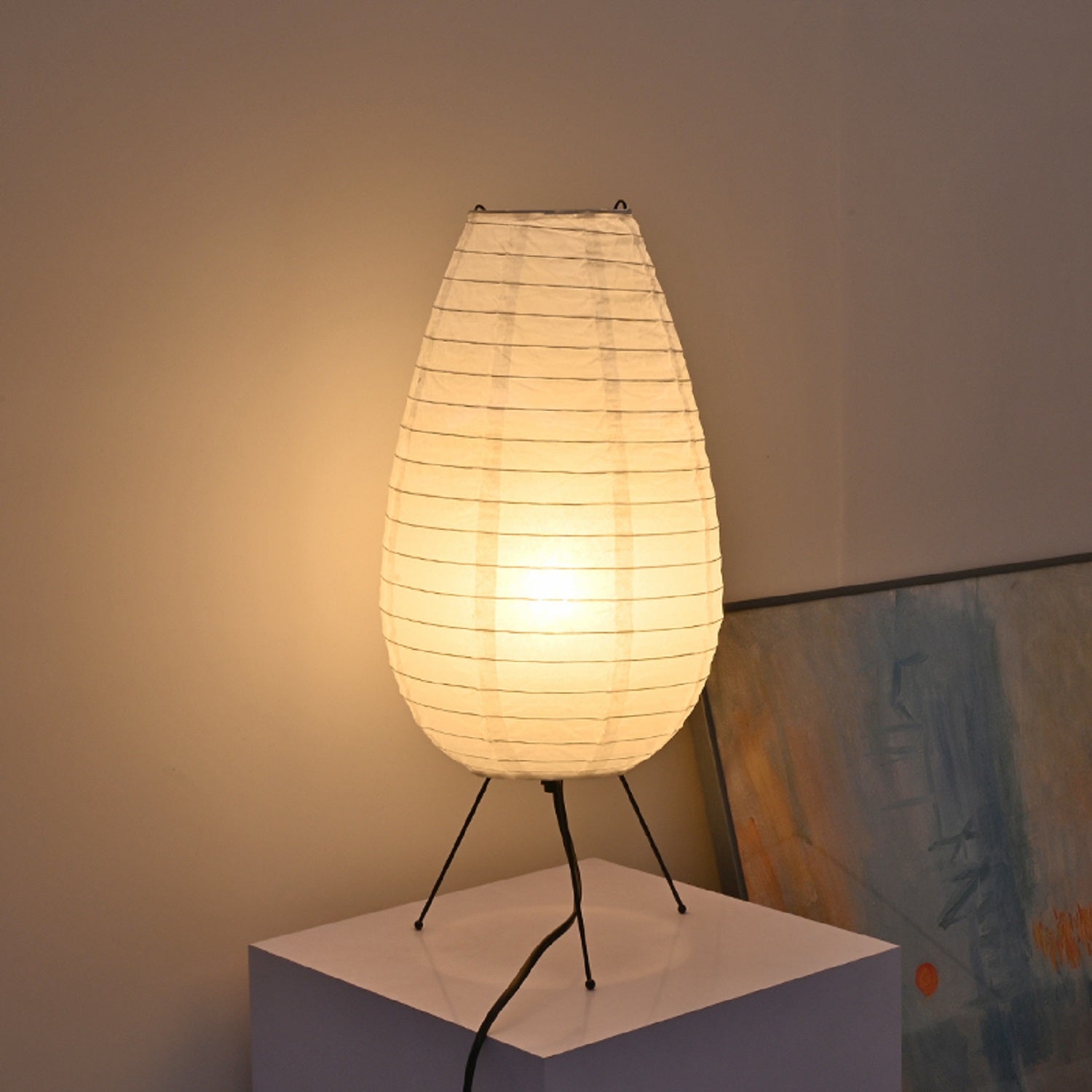 Water Drop Shaped Rice Paper Table Lamp