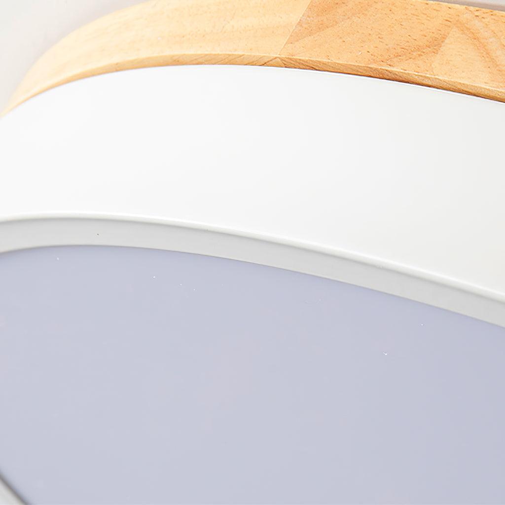 White Round Wooden Ceiling Lamp