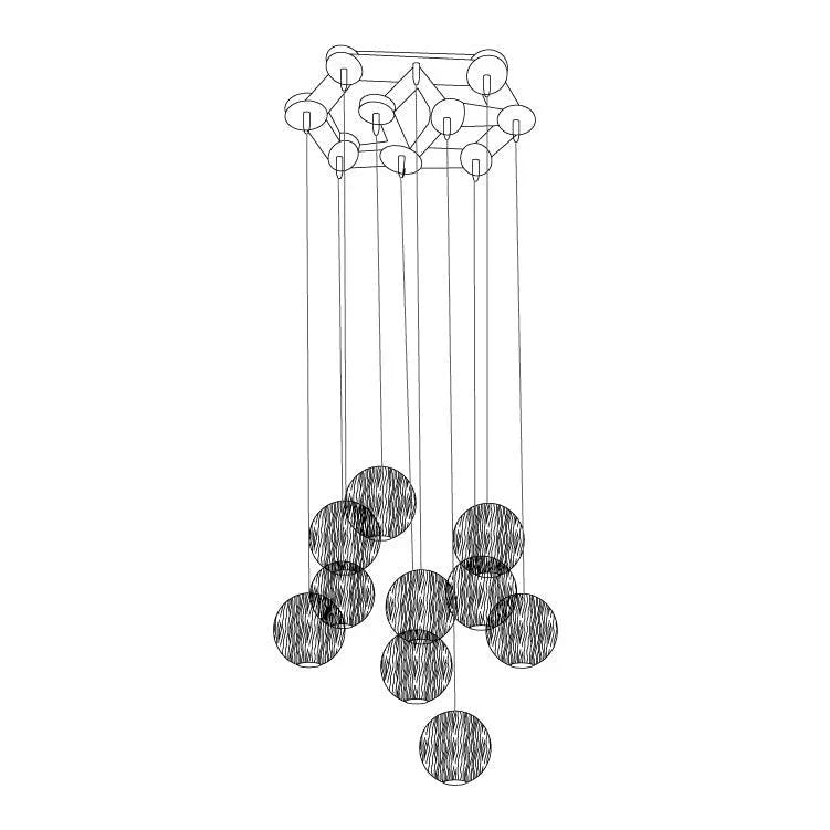 Wooden Orb Sphere Cluster Chandelier - ZozHome